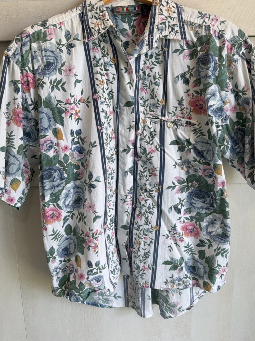 Vintage Floral Collared Short Sleeve Shirt